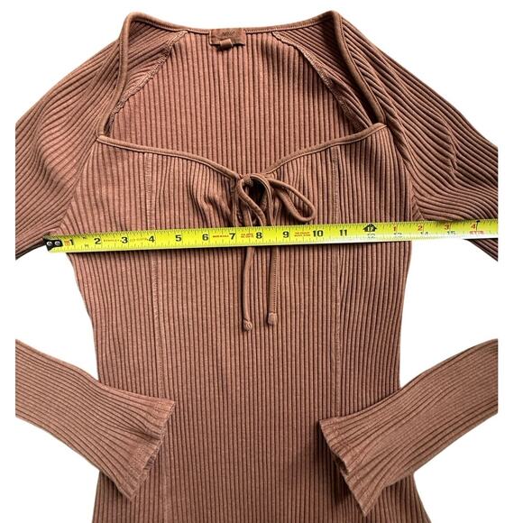 Aerie Women's Long Sleeve Thong Bodysuit, Size Medium, Brown/Burnt Orange - Picture 5 of 5